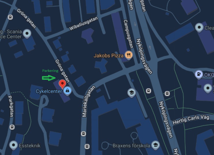 Karta till Cykelcenter Södertälje